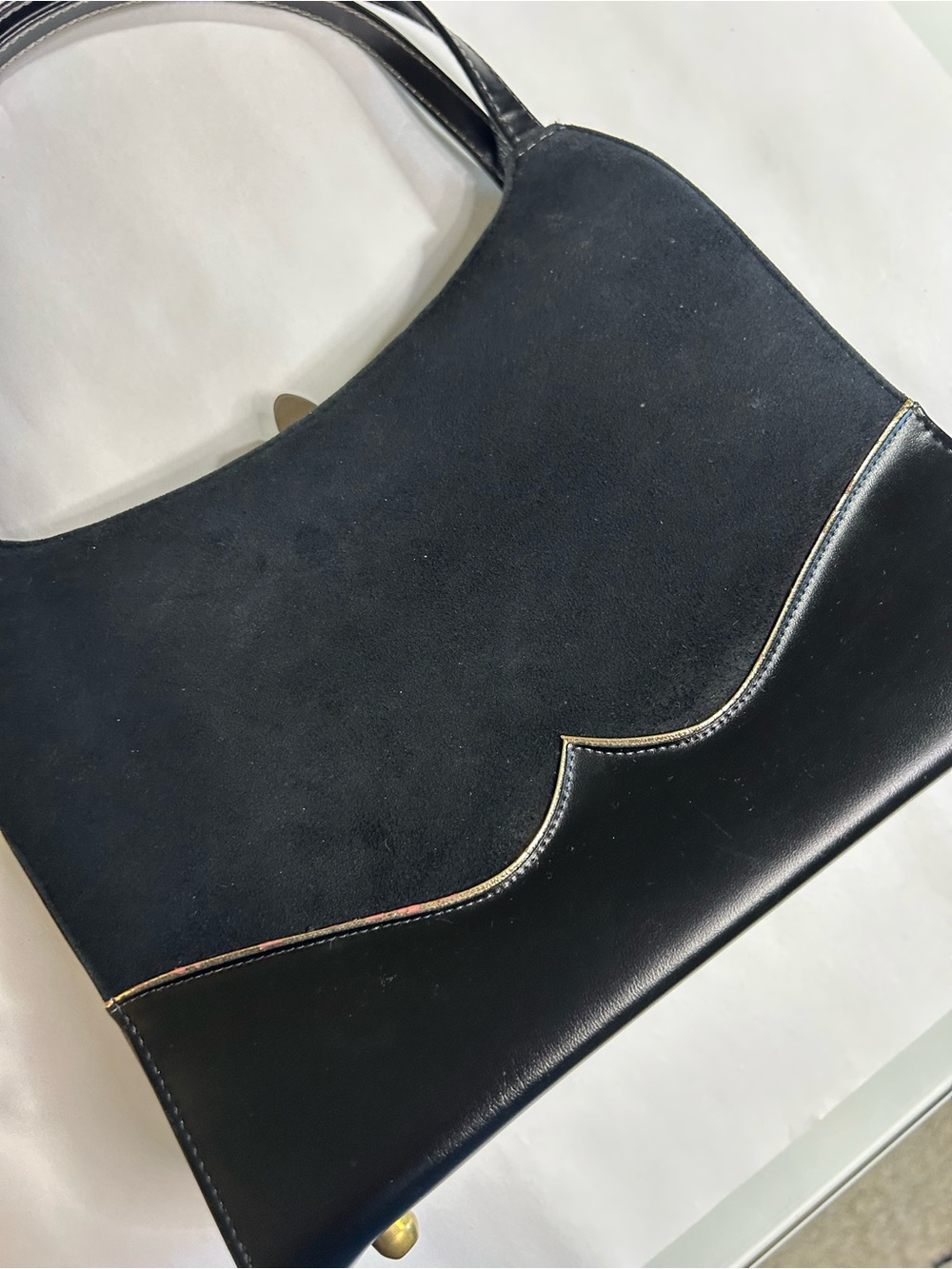 Life Stride 1950’s Vintage Black Suede & Simulated Leather Women's Handbag - Picture 12 of 14